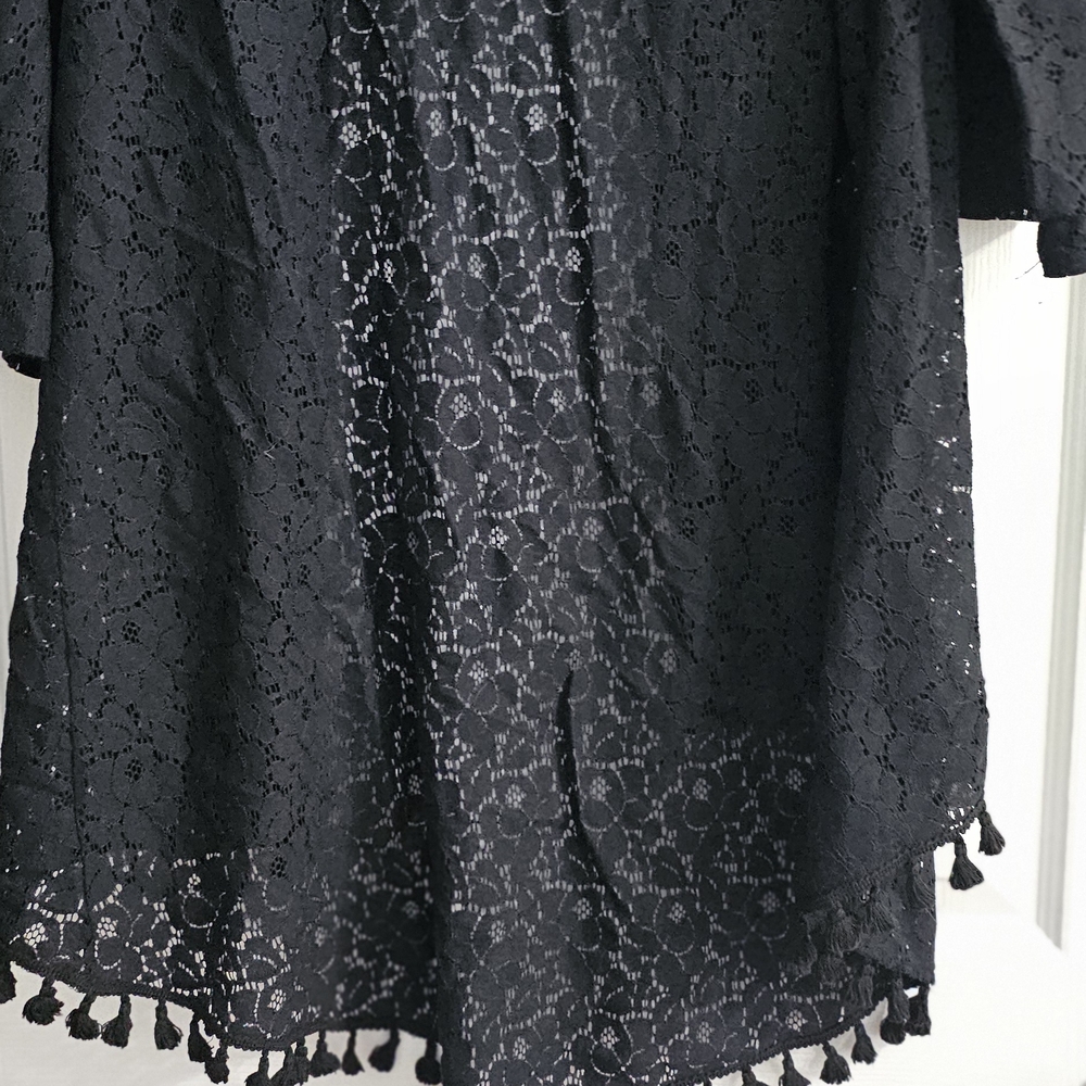 Church WEDDING Black Lace Jacket Wrap High Low 2x